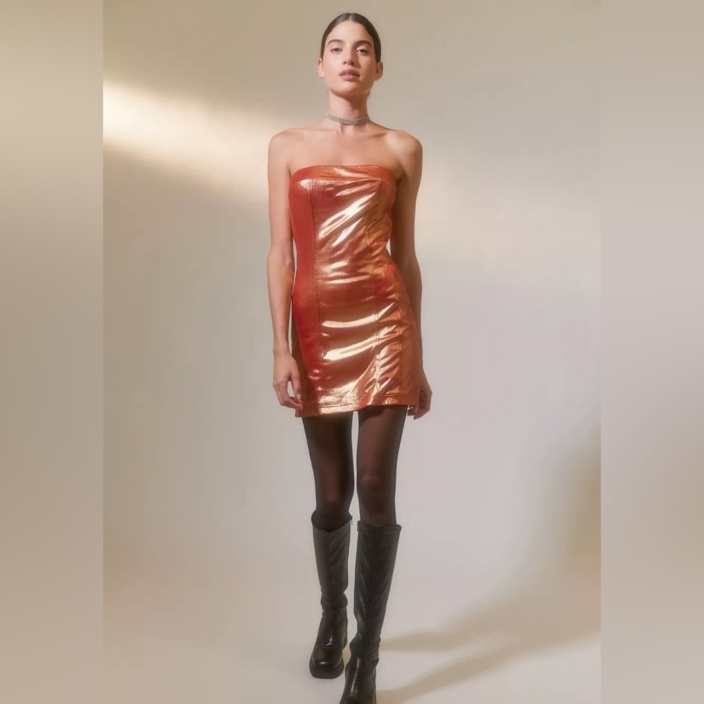 UO Kristy Disco Metallic Mini Dress